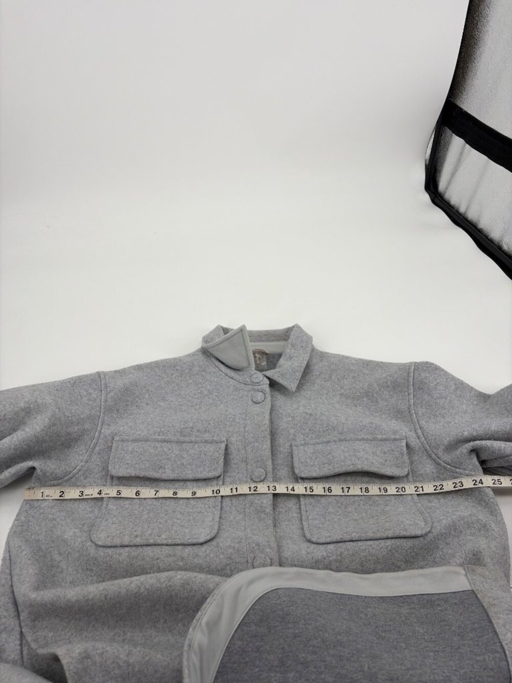 Calia Womens Large Longline Button-Up Shirt Jacket Shacket Gray Collar Pockets - Picture 7 of 9